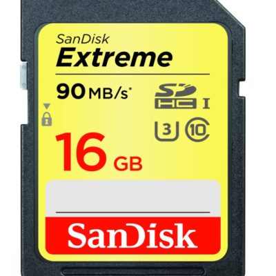 Cartes Mémoire SDHC Sandisk Extreme 16Go jusqu’à 90Mo/s