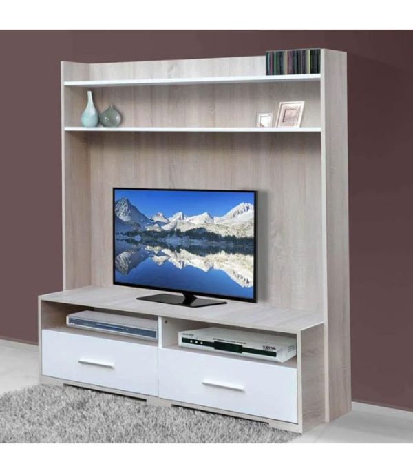 meuble TV Sotufab Equateur chêne brut et blanc
