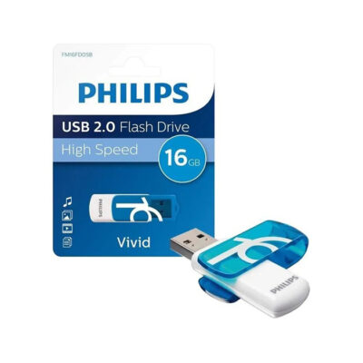 CLÉ USB PHILIPS VIVID 16GO USB 2.0 – BLANC & BLEU