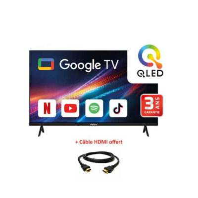 TÉLÉVISEUR VEGA F50F2QBG 50″ QLED UHD 4K SMART GOOGLE TV + RÉCEPTEUR INTÉGRÉ